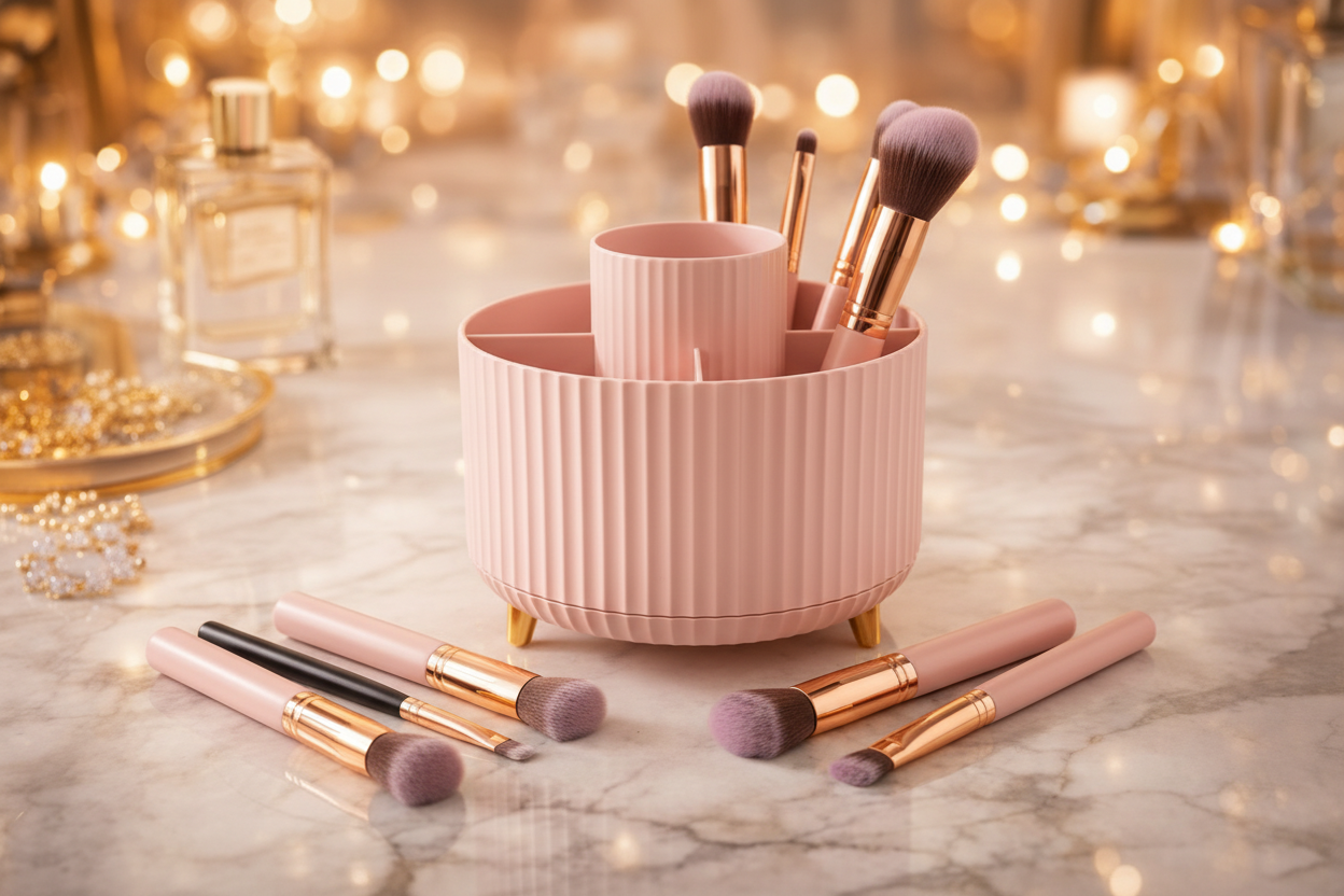 Pink Organizer with Brushes